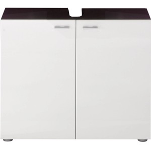 Trendteam Waschbeckenunterschrank TetisBad Graphit, 72 cm breit, mit weißen Türen und silbernen Griffen.