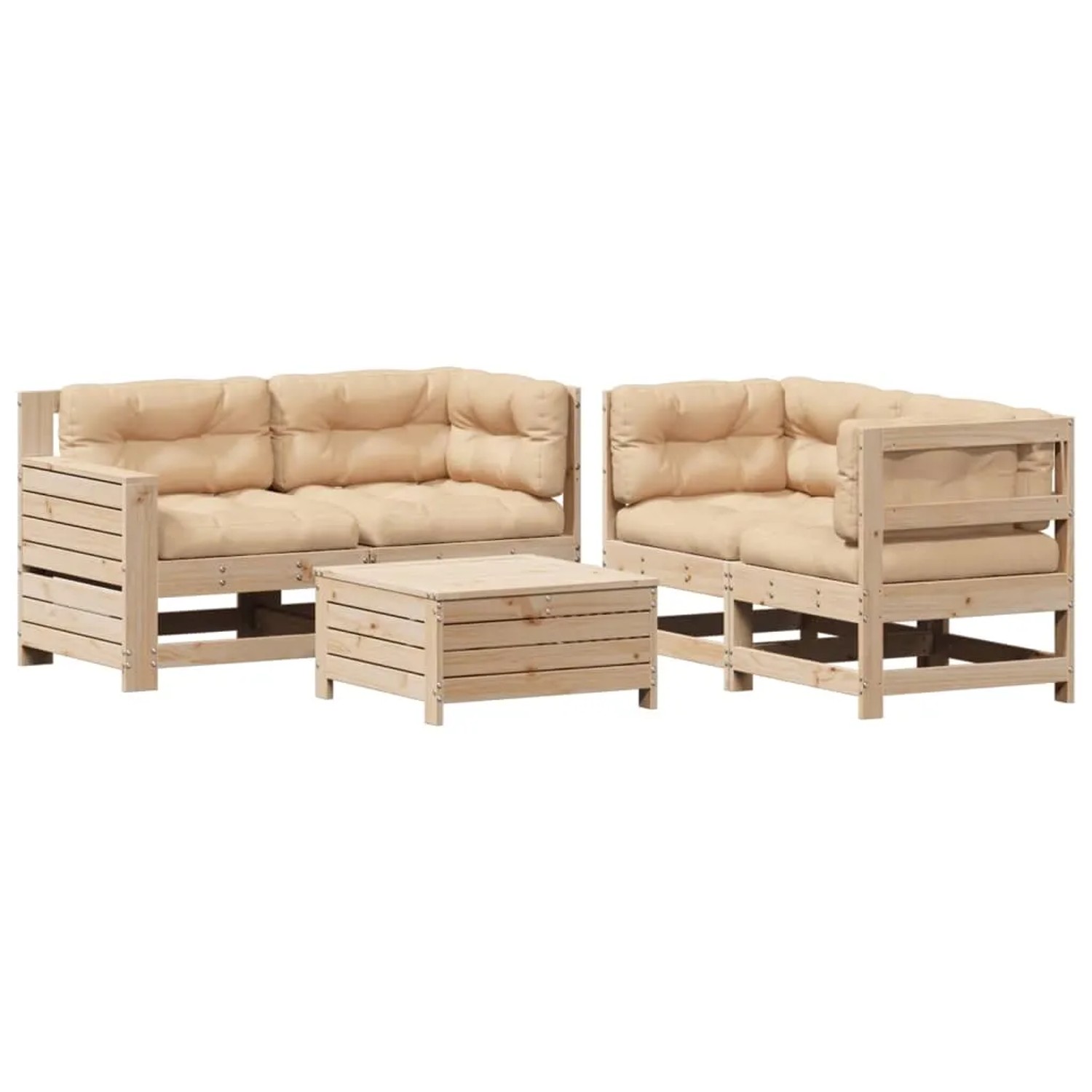 vidaXL 5-Tlg Garten-Lounge-Set mit Kissen Massivholz Kiefer 3250816 günstig online kaufen