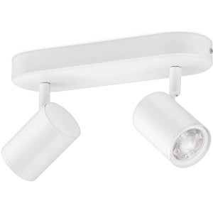 Weiße WIZ LED Deckenleuchte Imageo mit 2 Spots, Lichtfarbe einstellbar.