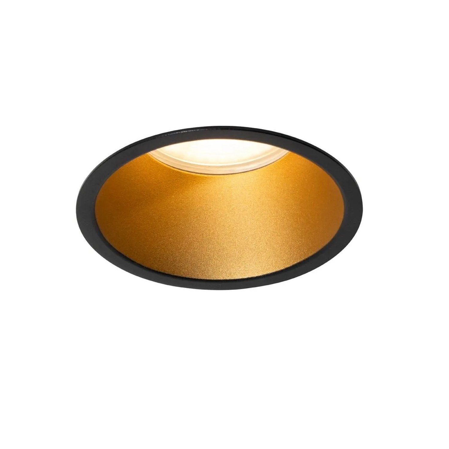 QAZQA Moderne Einbaustrahler Schwarz mit Gold GU10 70mm IP44 Dept