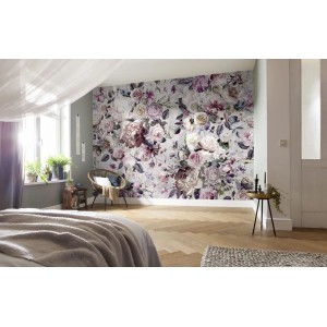 Zimmer mit Komar Fototapete Lovely Blossoms Rosa, florales Muster, 350x250 cm.