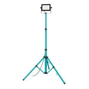 Eglo LED-Baustrahler Avelar, schwarz-türkis, mit Stativ, 180,5 cm hoch.