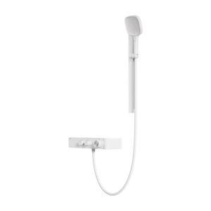 Emke Duschset mit Thermostat, weiß matt: Handbrause und Thermostatarmatur im Komplettset.