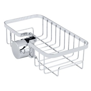 Eckiger Wenko Duschstangencaddy Floresta aus verchromtem Edelstahl, glänzend silber.