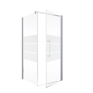 Schulte ExpressPlus Drehtür mit Seitenwand AlexaStyle2.0, 90x90x192 cm, Klarglas mit Dekor.