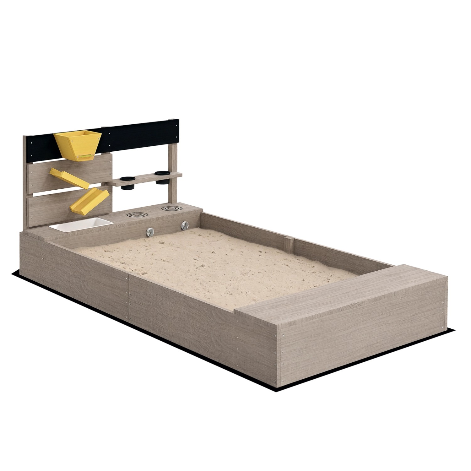 Outsunny Kinder Sandbox Sandkiste aus Holz Tannenholz Grau 154L x 80B x 60H cm