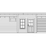 Skan Holz Gartenhaus Namur, 690x250 cm, schiefergrau, mit Tür, Fenster und seitlicher Überdachung.
