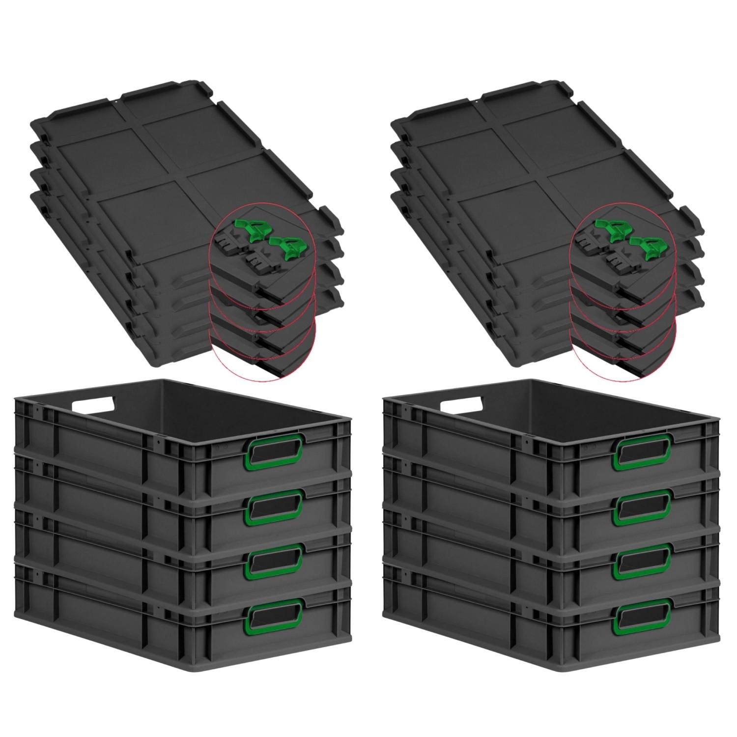 PROREGAL SuperSparSet 8x Eurobox Nextgen Color Mit Scharnierdeckel HxBxT 12 günstig online kaufen