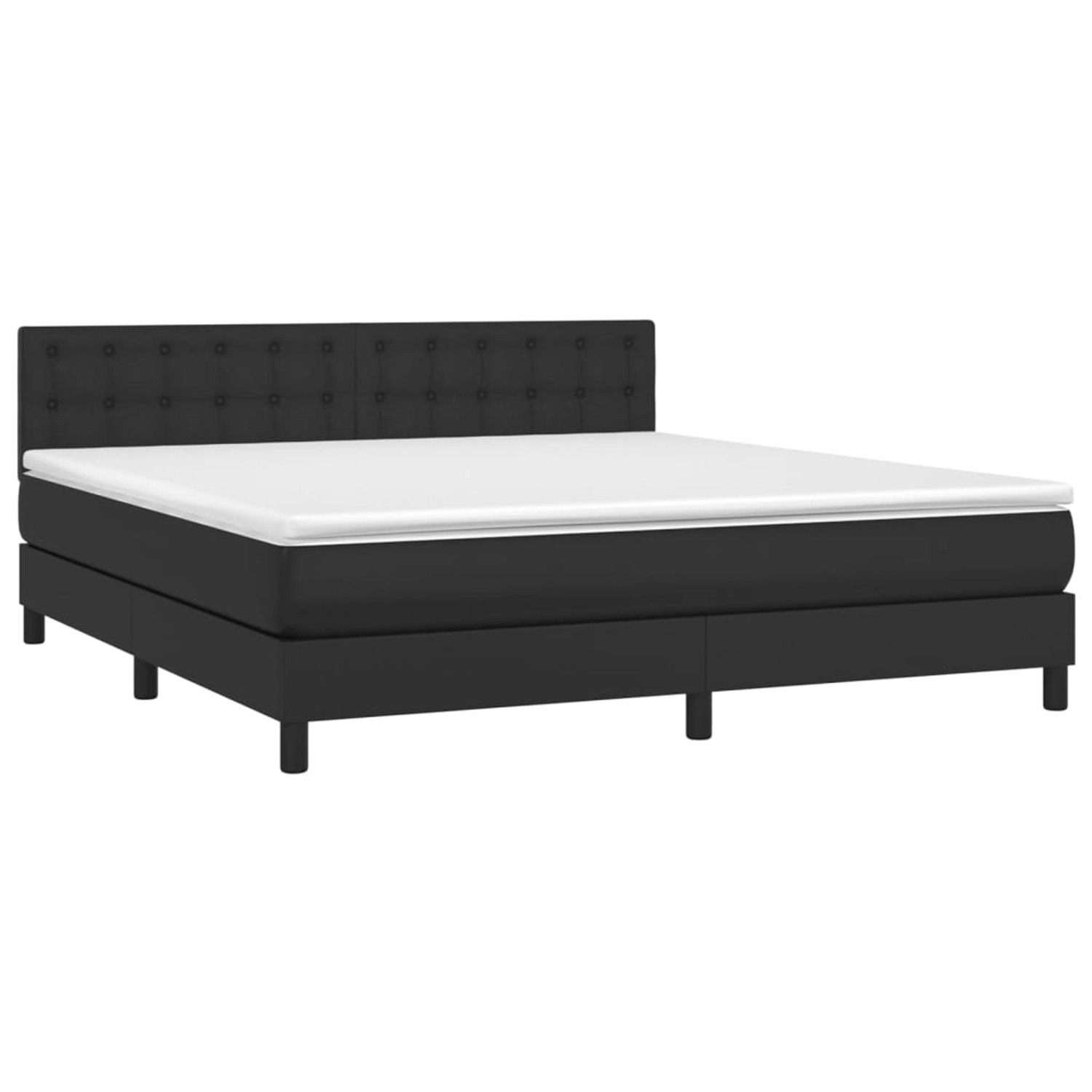 vidaXL Boxspringbett mit Matratze & LED Schwarz 160x200 cm Kunstleder 31342 günstig online kaufen