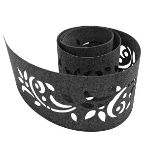 Anthrazitgrauer Sichtschutzstreifen mit floralem Muster für Doppelstabmattenzaun.