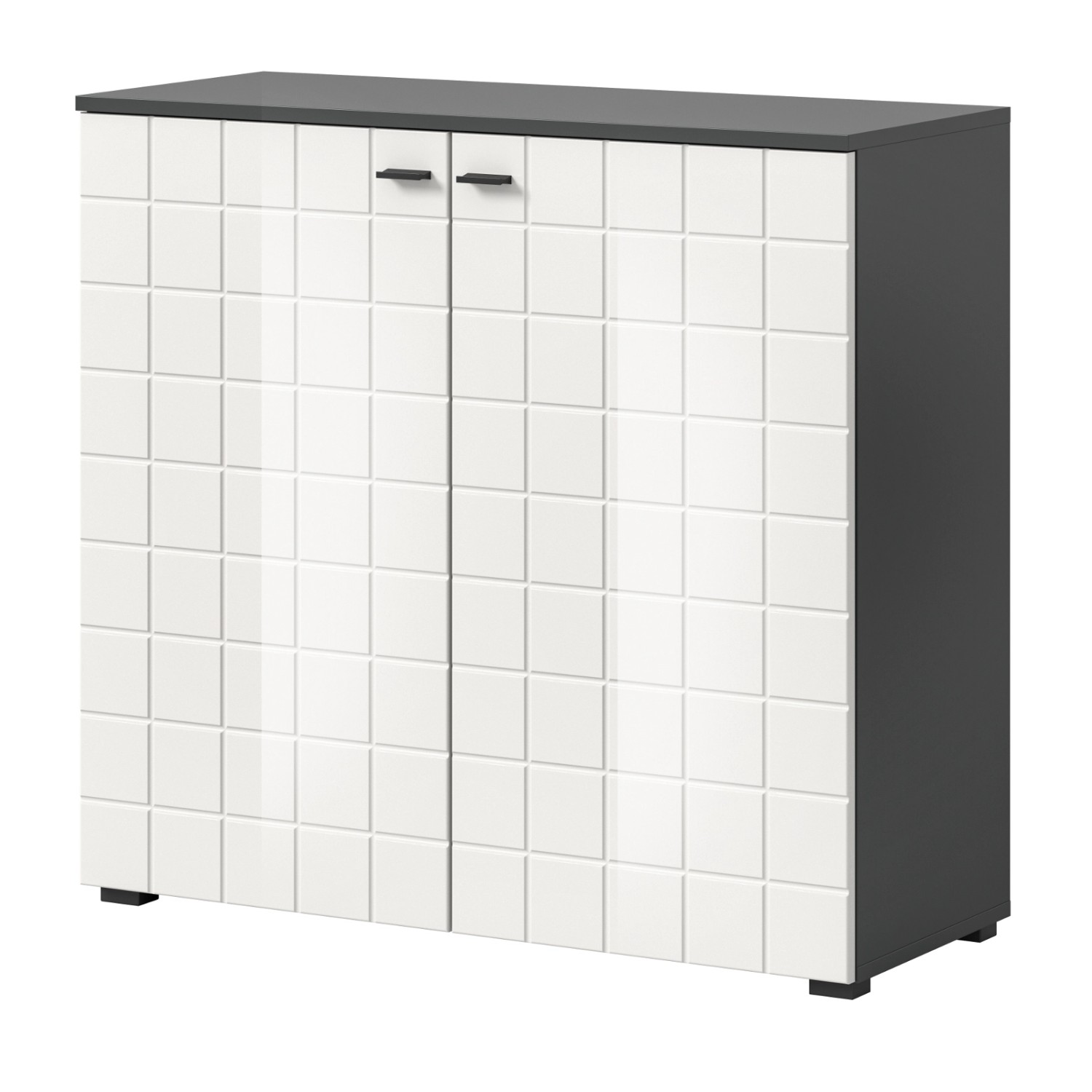 Inn.Furn Kommode Weiß Hochglanz Grau 92 cm mit 6 Fächern Hakon günstig online kaufen