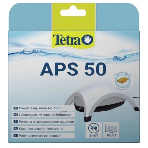 Verpackung der Tetra Aquarienluftpumpe APS 50 in Weiß.