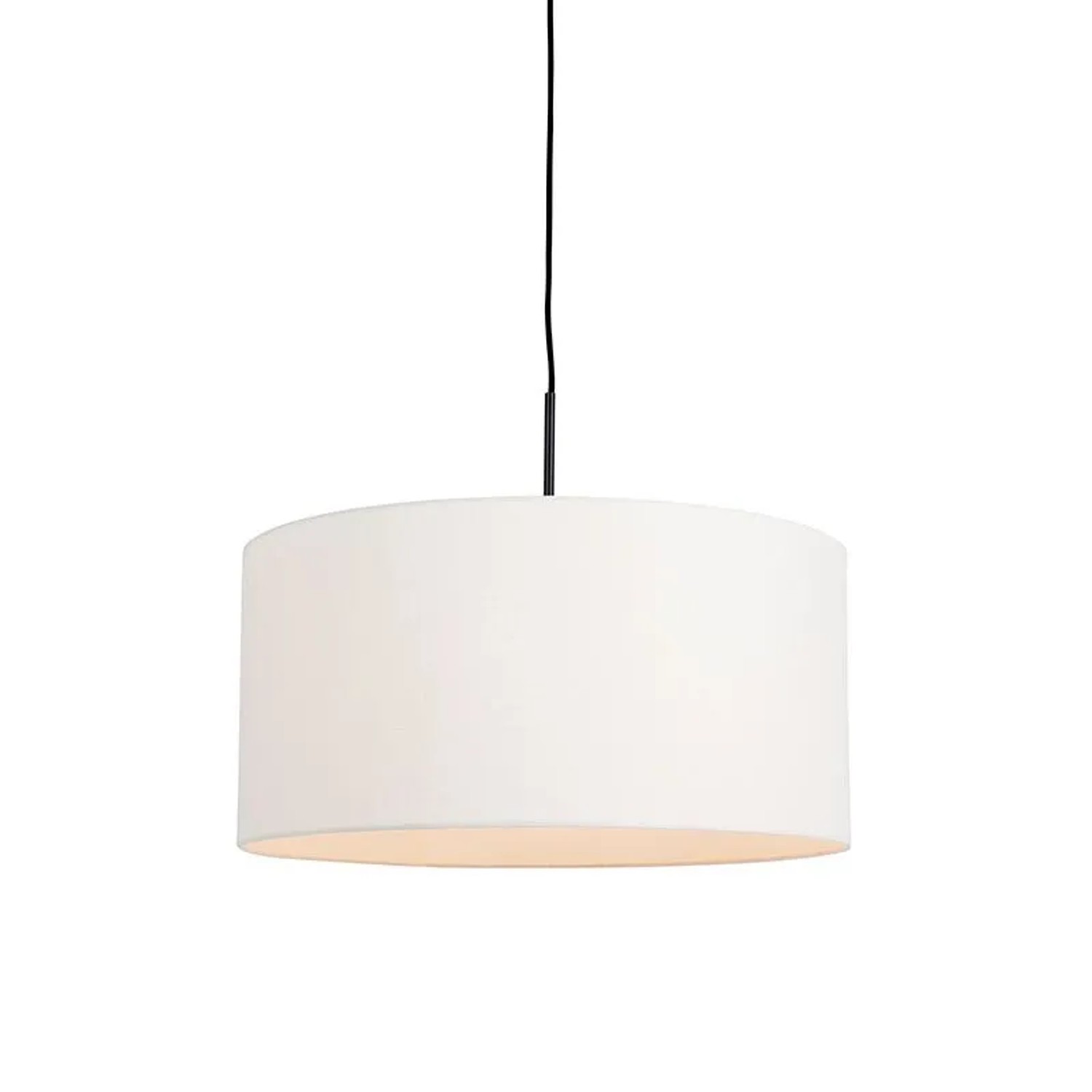 QAZQA Moderne Hängelampe Schwarz mit Weißem Schirm 50 cm Combi 1