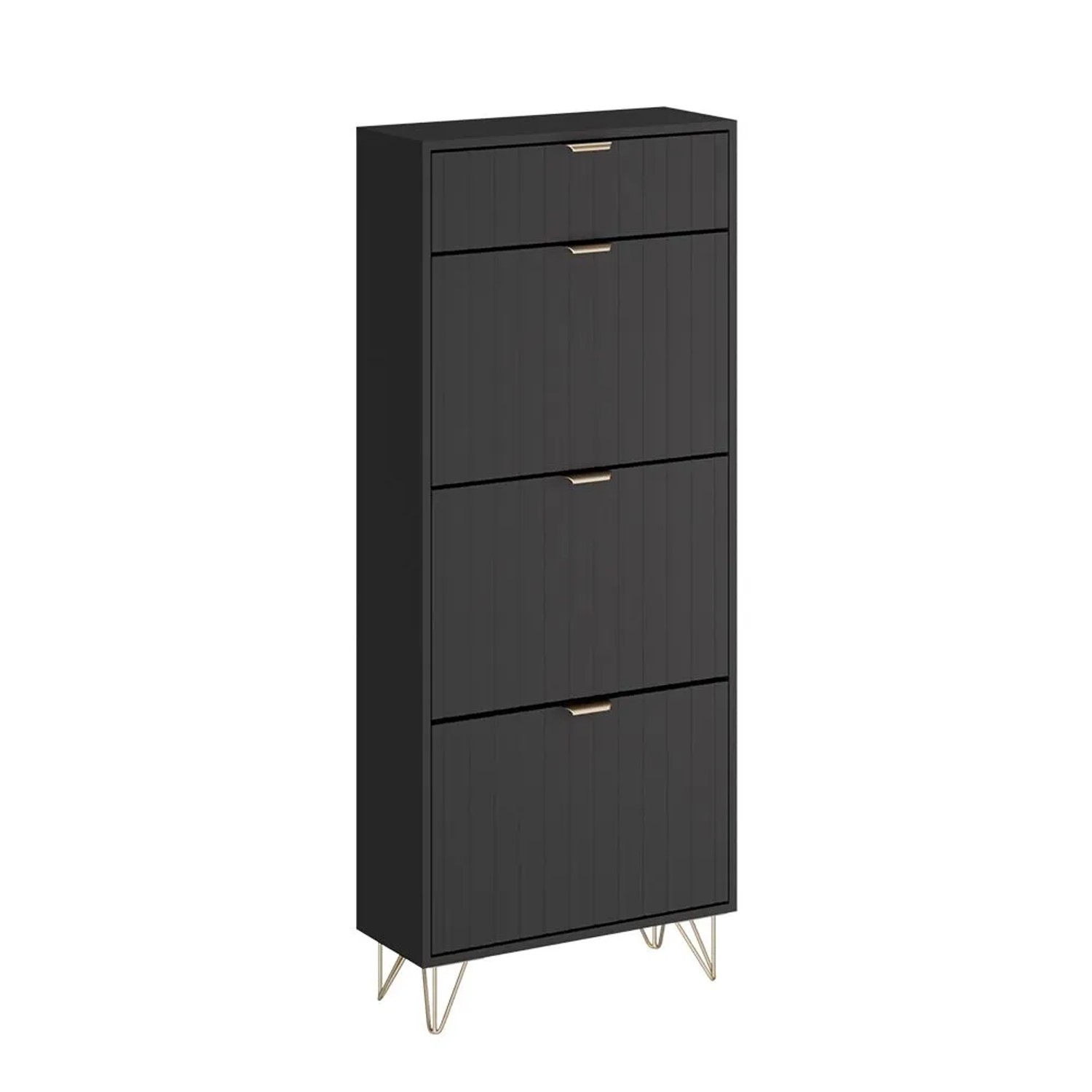 Vicco Schuhschrank Helge Schwarz 60 x 145 3 Fächer Art Nr 54238