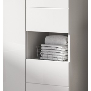 Inn.Furn Badezimmer Midischrank in Weiß Hochglanz 60 x 131 cm Larik