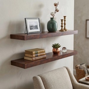 Relaxdays Wandregal MDF Eisen Schwarz 3er Set 4 cm x 80 cm x 23 cm