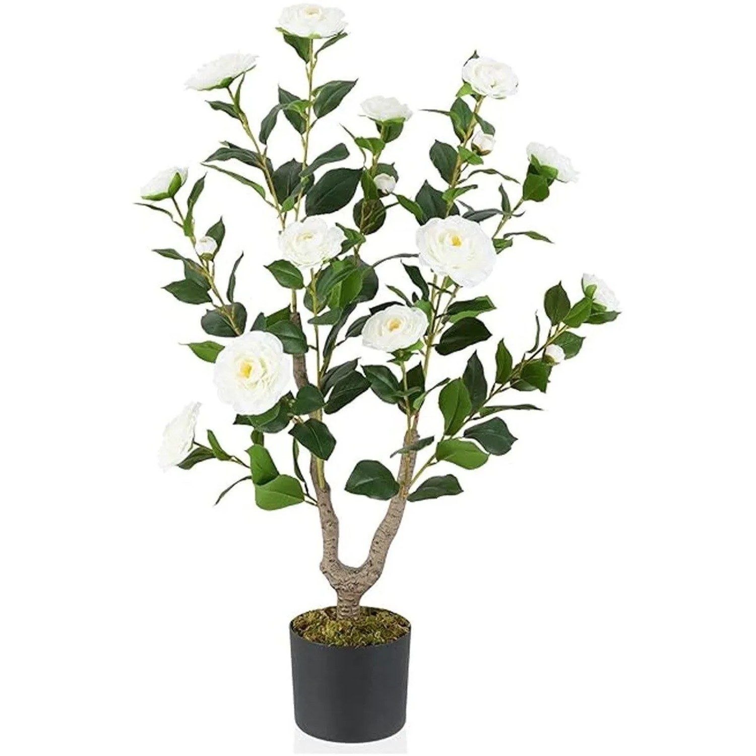 Costway Kunstbaum mit 16 Blüten und 116 Blättern Weiß 90 cm günstig online kaufen