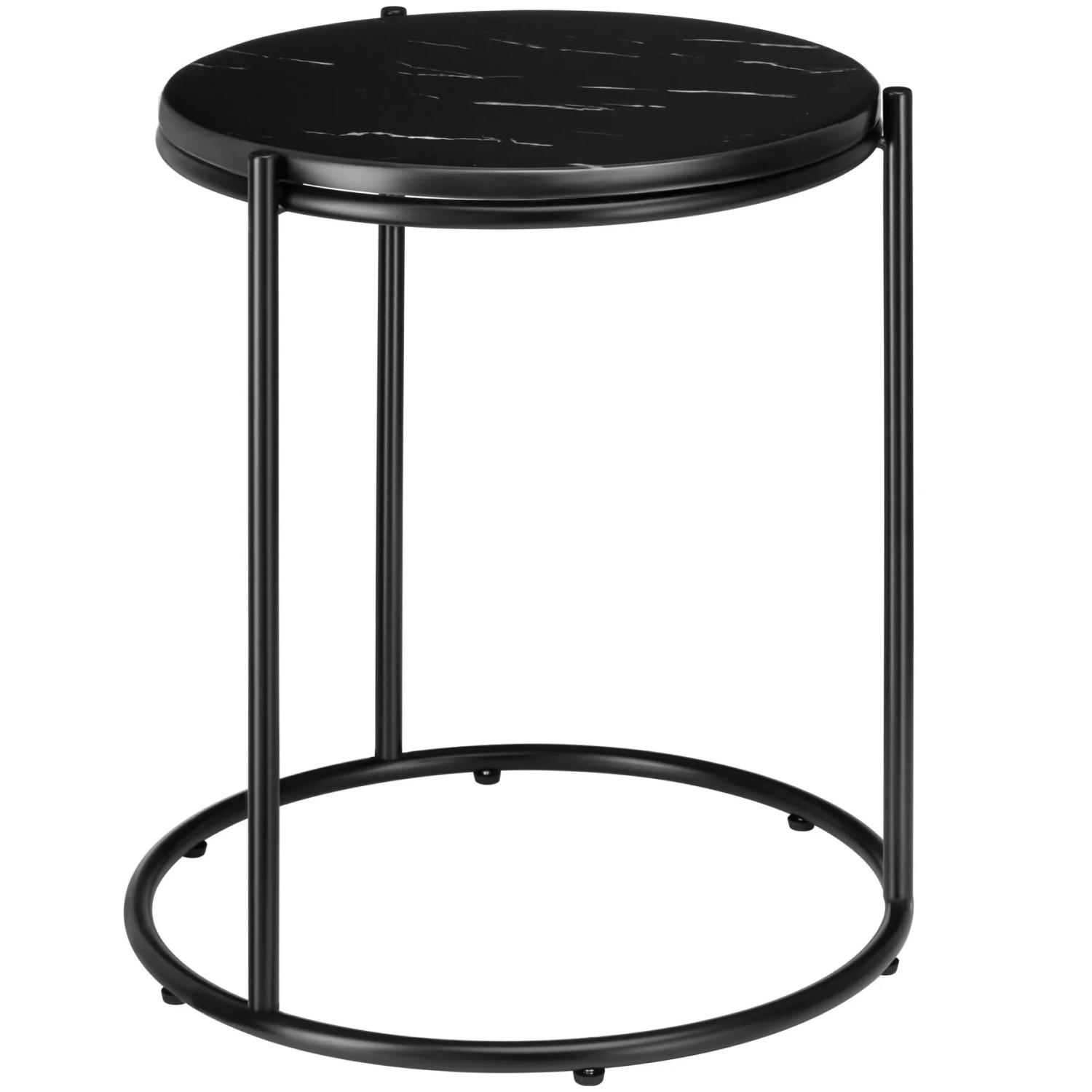Tectake Beistelltisch Ellsa Platte In Marmoroptik Solides Stahlgestell  43 x 43 x 50 50 cm Schwarz Schwarz
