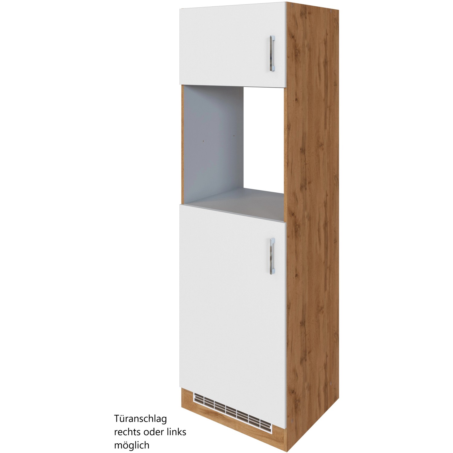 Held Möbel Ofen-Kühlschrankumbau Sorrento B60 x H200 x T60 cm Weiß-Wotaneiche