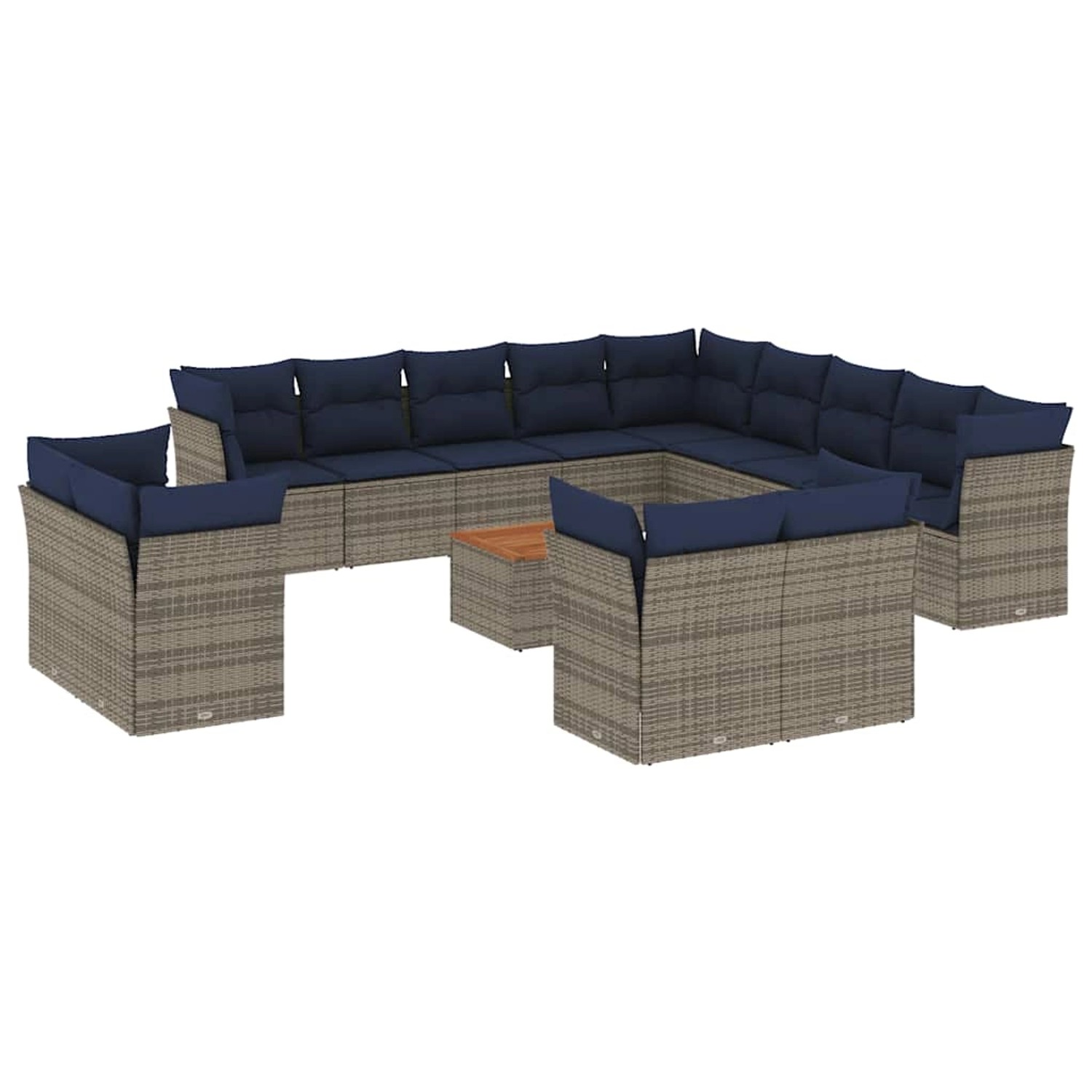 vidaXL 14-Tlg Garten-Sofagarnitur mit Kissen Grau Poly Rattan 3256292 günstig online kaufen