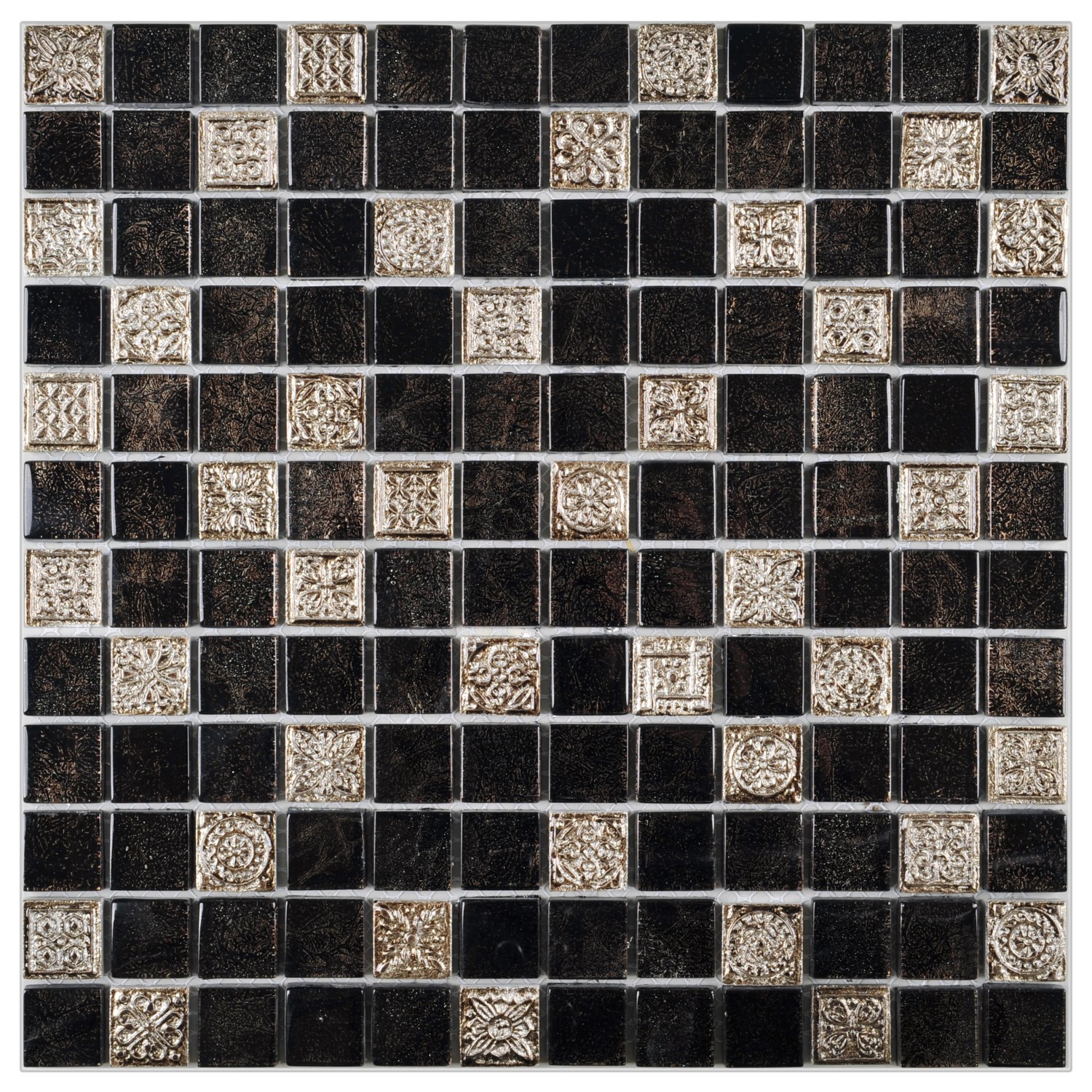 Mosaik Glas & Stein Inka Black Relief 30 cm x 30 cm günstig online kaufen