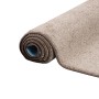 Gerollter, hochfloriger, taupefarbener Velours Teppich Mona, 133x133 cm.