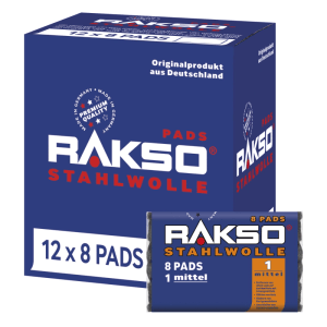 RAKSO Stahlwolle Pads Sorte 1 Mittel 12 x 8 Stück