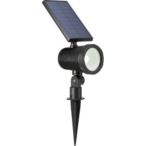 Schwarzer LED-Solar-Spot für Garten & Terrasse. Solar-Wegeleuchte mit Erdspieß.