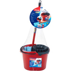 Vileda Kinder-Wischmopp und Eimer Set in Rot, Spielzeug für kleine Haushaltshilfen.