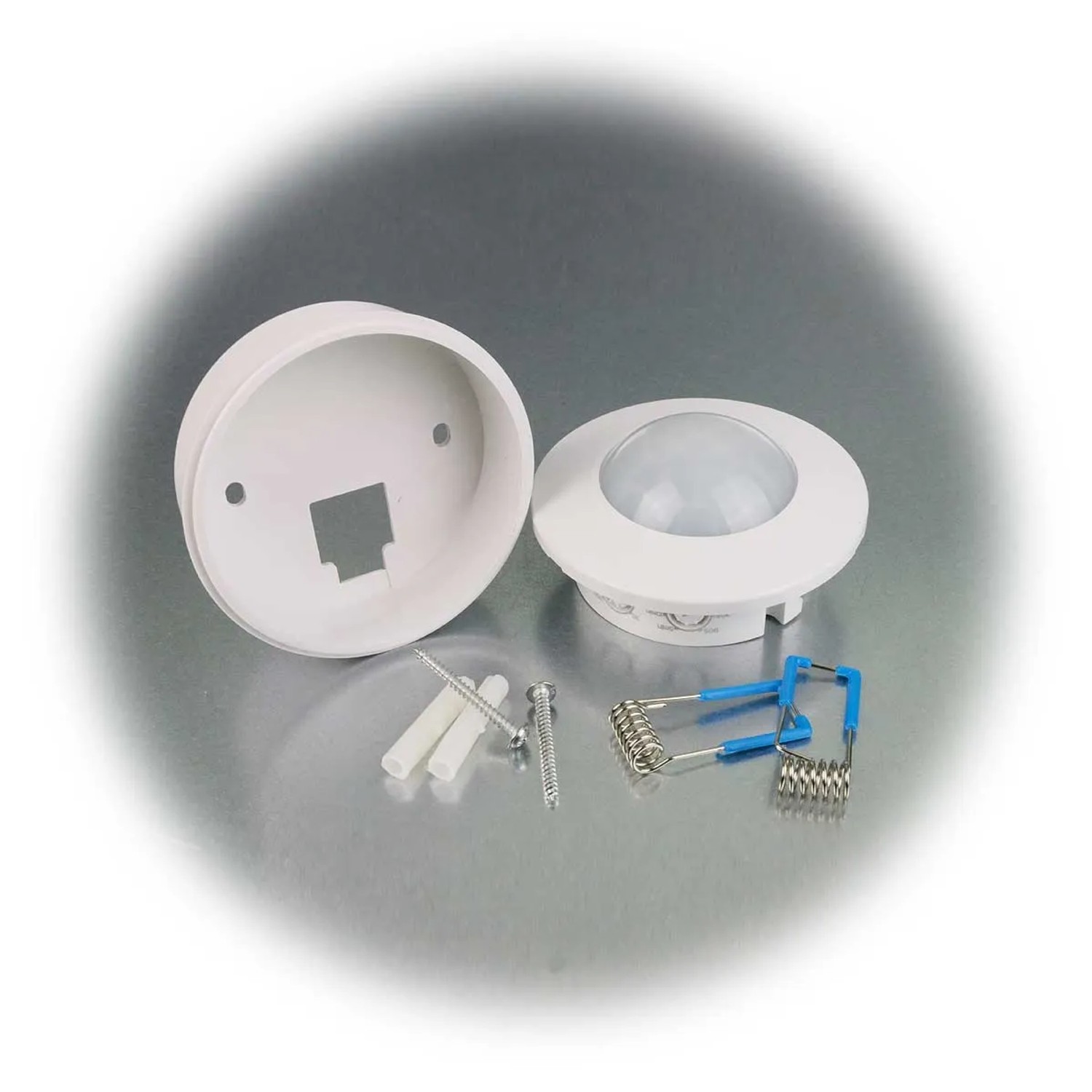 World-Trading-Net Einbau-Bewegungsmelder 360 Grad, weiss, mit Zubehör für Deckenmontage.