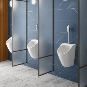 Delabie TEMPOMATIC 4 Urinal-Druckspüler, berührungslos, mit Akku, D-Form, für Wandanbau.