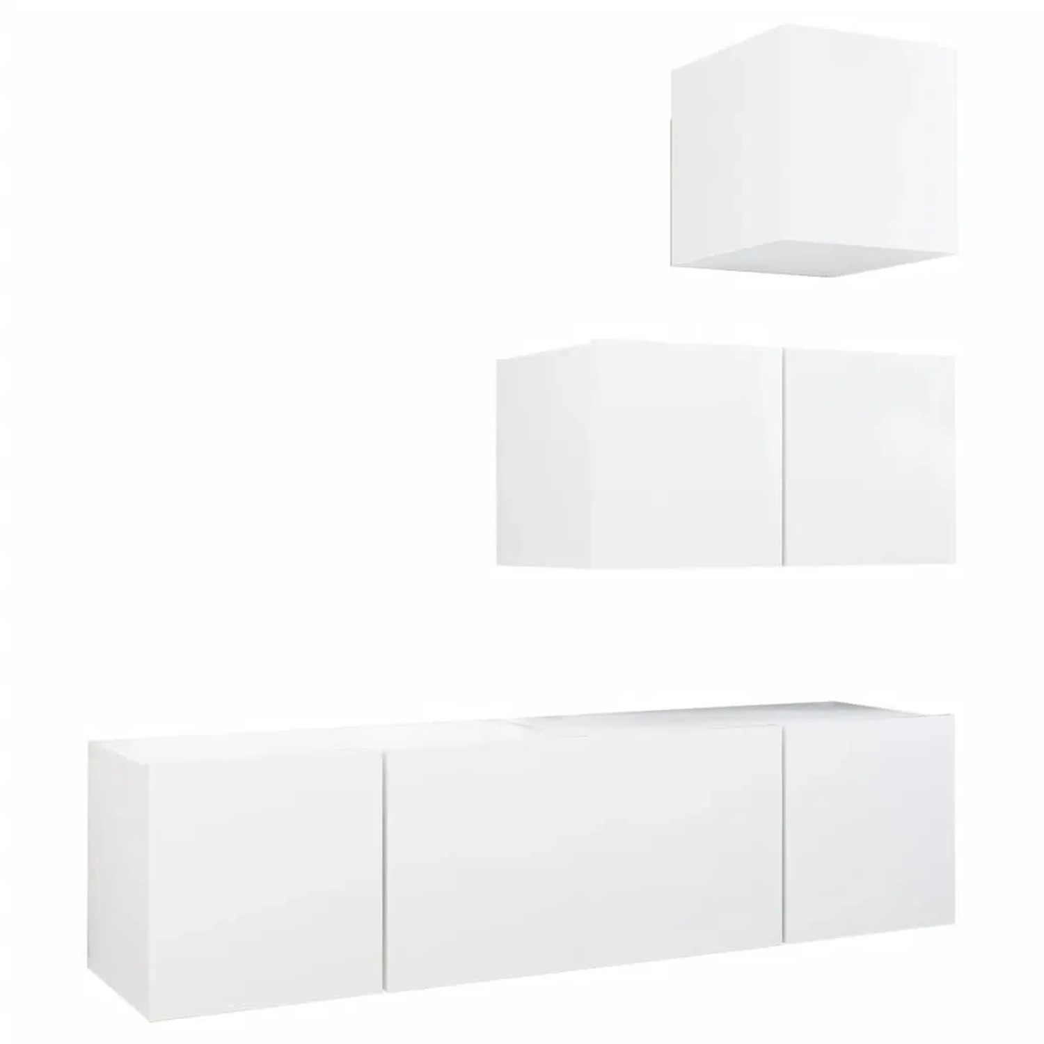 vidaXL 4 Tlg TV-Schrank-Set Weiß Holzwerkstoff 3078734