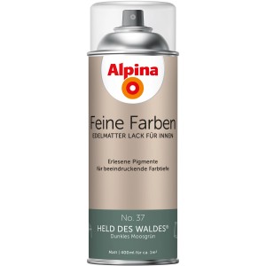 Alpina Feine Farben Sprühlack Held des Waldes, edelmatt, 400ml, dunkles Moosgrün.