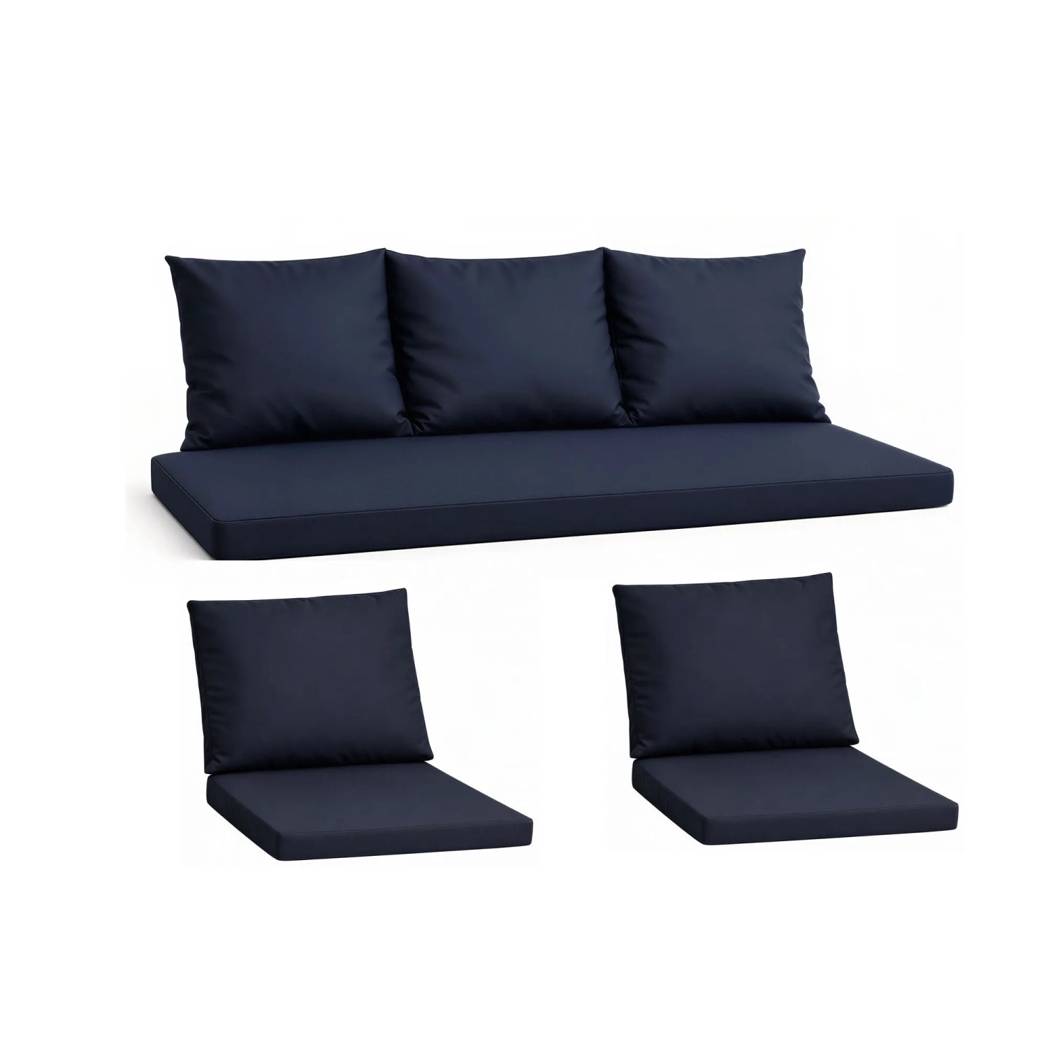 Setgarden Komfort Set Gartenloungekissen aus Technorattan-Möbel Kissen für Sofa 140x50 cm + Sessel 1tlg Marine