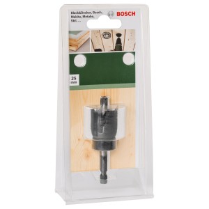 Bosch Lochsäge 25 mm für Spot-Strahler, verpackt. Werkzeug zum Bohren von Löchern in Holz und Gipskarton.