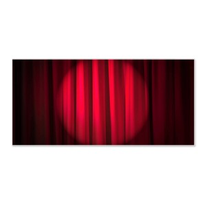 Banjado Magnettafel mit rotem Vorhang Motiv, 78x37cm. Wanddekoration für Notizen und Fotos.