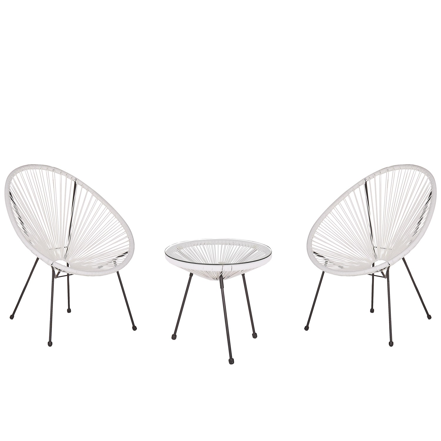 Beliani Bistro Set ACAPULCO II Weiss Schwarz 90x70x87