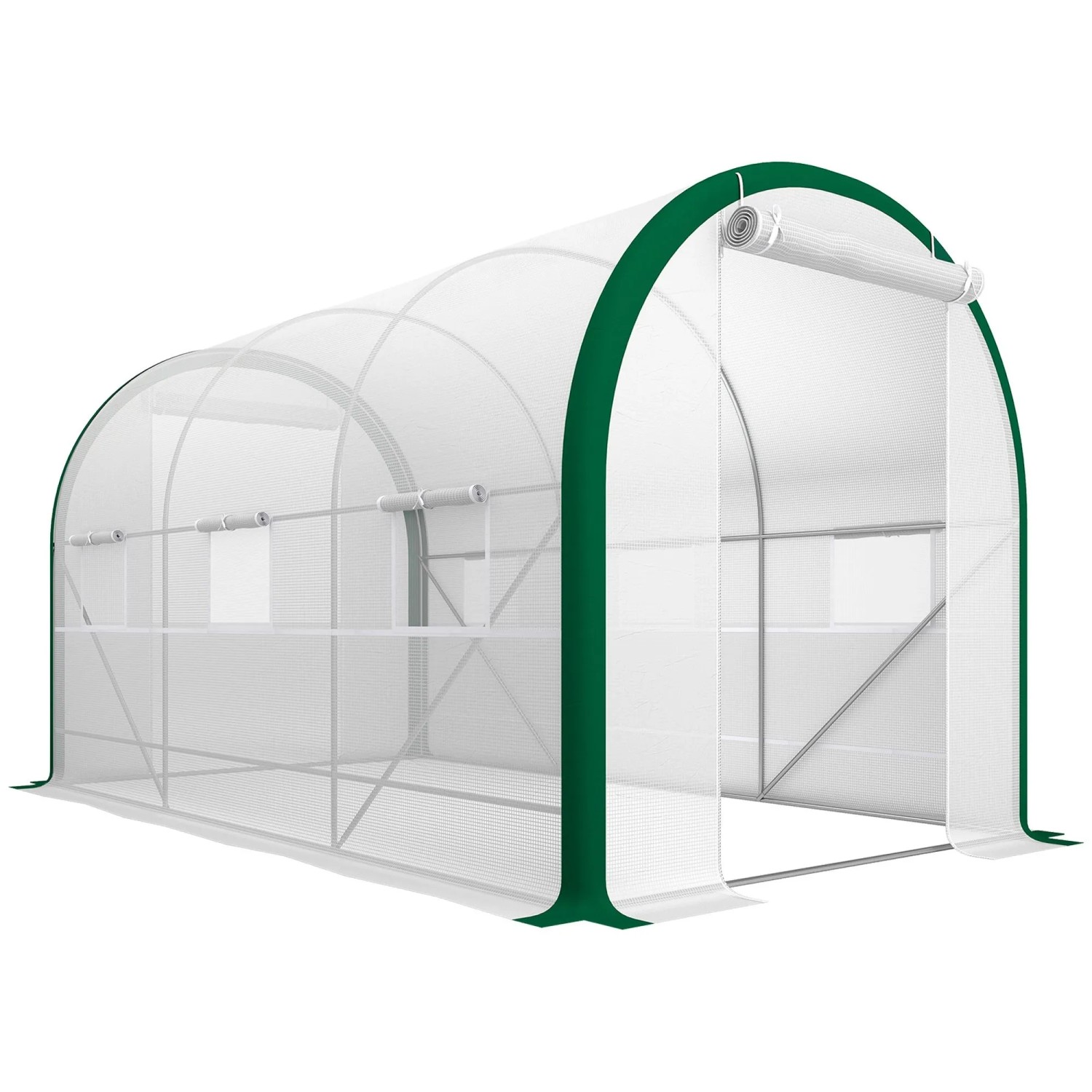 Furnicato Tunnel-gewächshaus Mit Reißverschlusstüren 35x2x2m Weiß