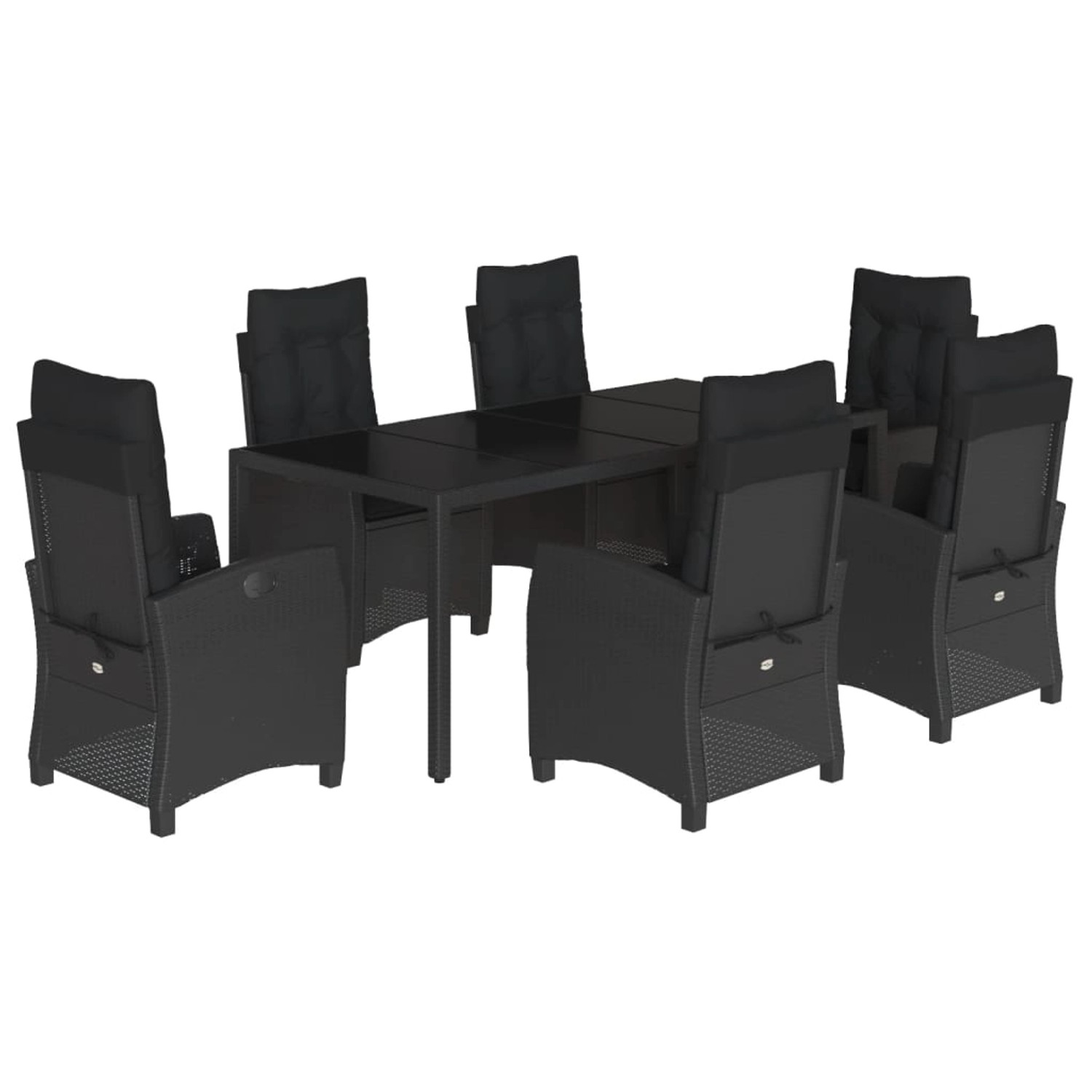 vidaXL 7-Tlg Garten-Essgruppe mit Kissen Schwarz Poly Rattan 3212641 günstig online kaufen