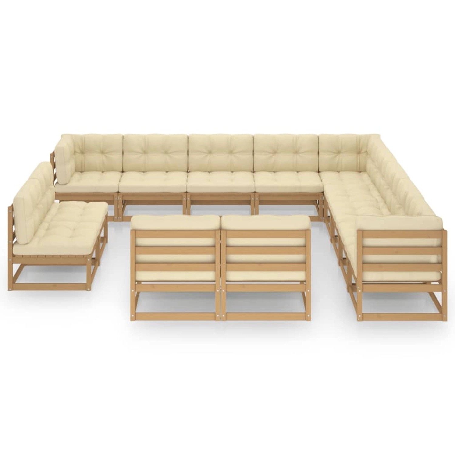 13-tlg. Garten-lounge-set Kissen Honigbraun Kiefer Massivholz günstig online kaufen