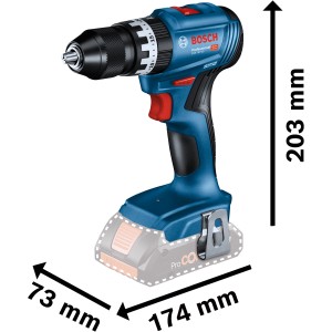 Bosch Professional Akku-Bohrschrauber GSB 18V-45 Solo, blau, mit Schnellspannbohrfutter und Gürtelclip.