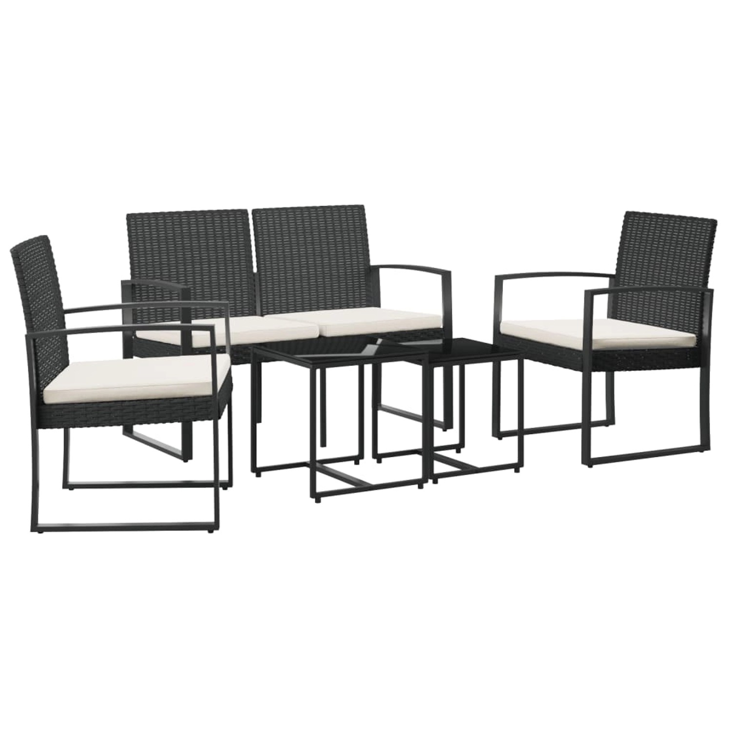 vidaXL 5-tlg Garten-Essgruppe mit Kissen Schwarz PP-Rattan Modell 1 günstig online kaufen