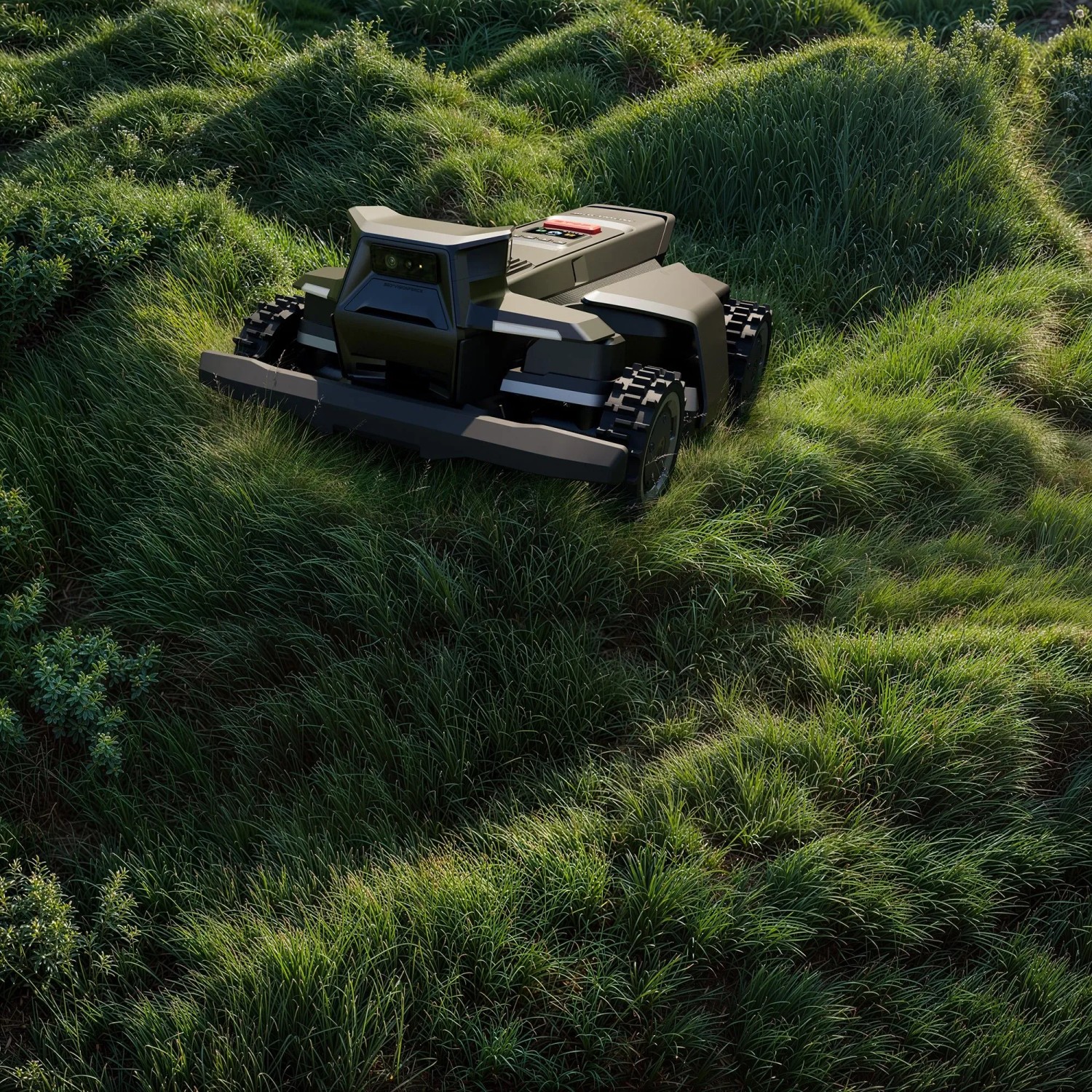 Segway Navimow X420E AWD Mähroboter für 2.000 m² im Einsatz auf einer Rasenfläche.