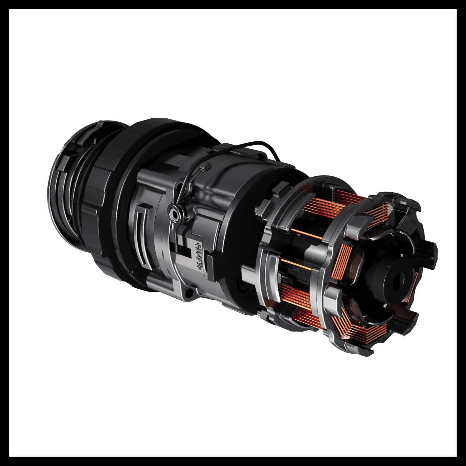 Detailaufnahme des Motors vom Einhell Akku-Bohrschrauber TE-CD 18/40 Li BL Solo.