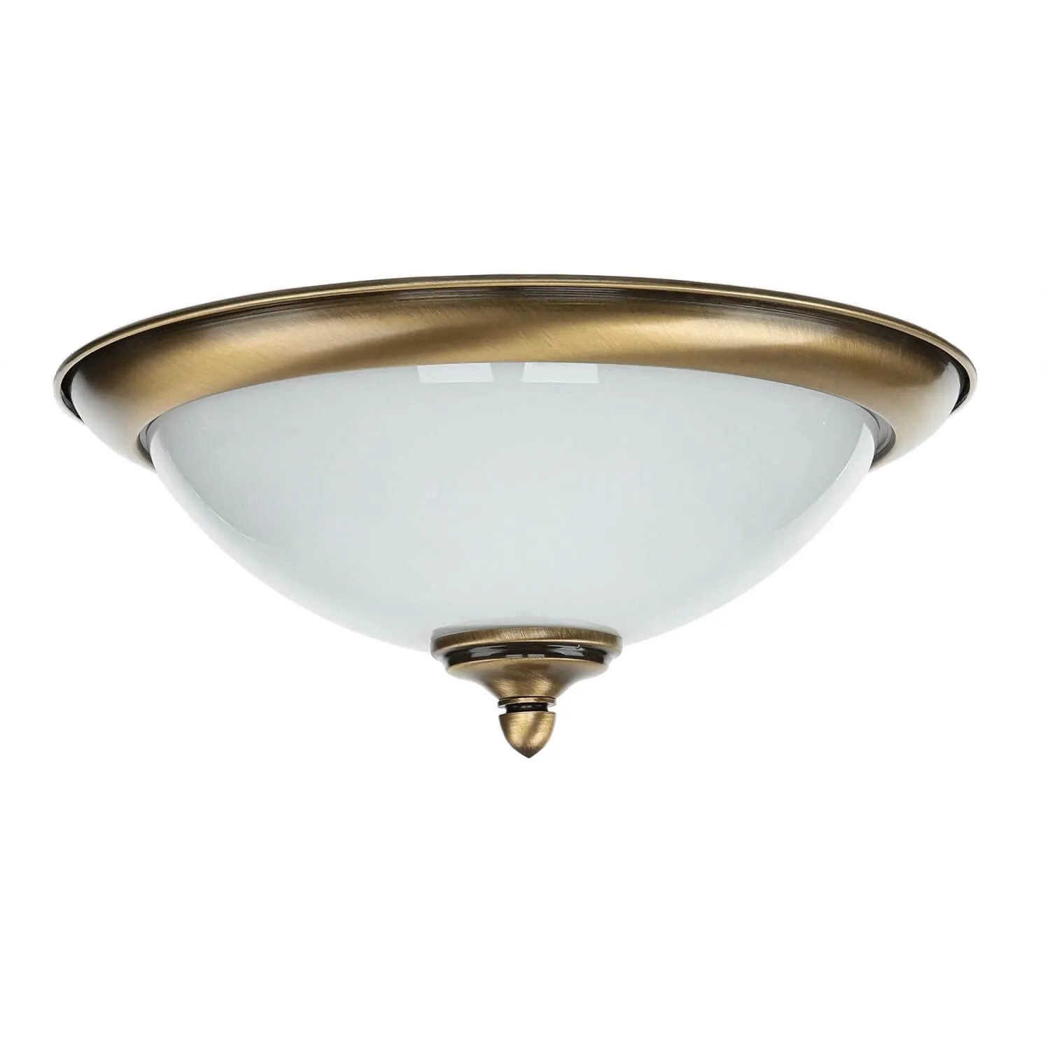 Licht-Erlebnisse Deckenlampe Rund Ø 31 cm In Messing Antik Weiß Metall Glas
