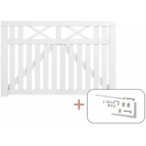 Weißes Nadelholz Gartentor Vinesse, 150x98cm, inkl. Beschläge für Selbstmontage.