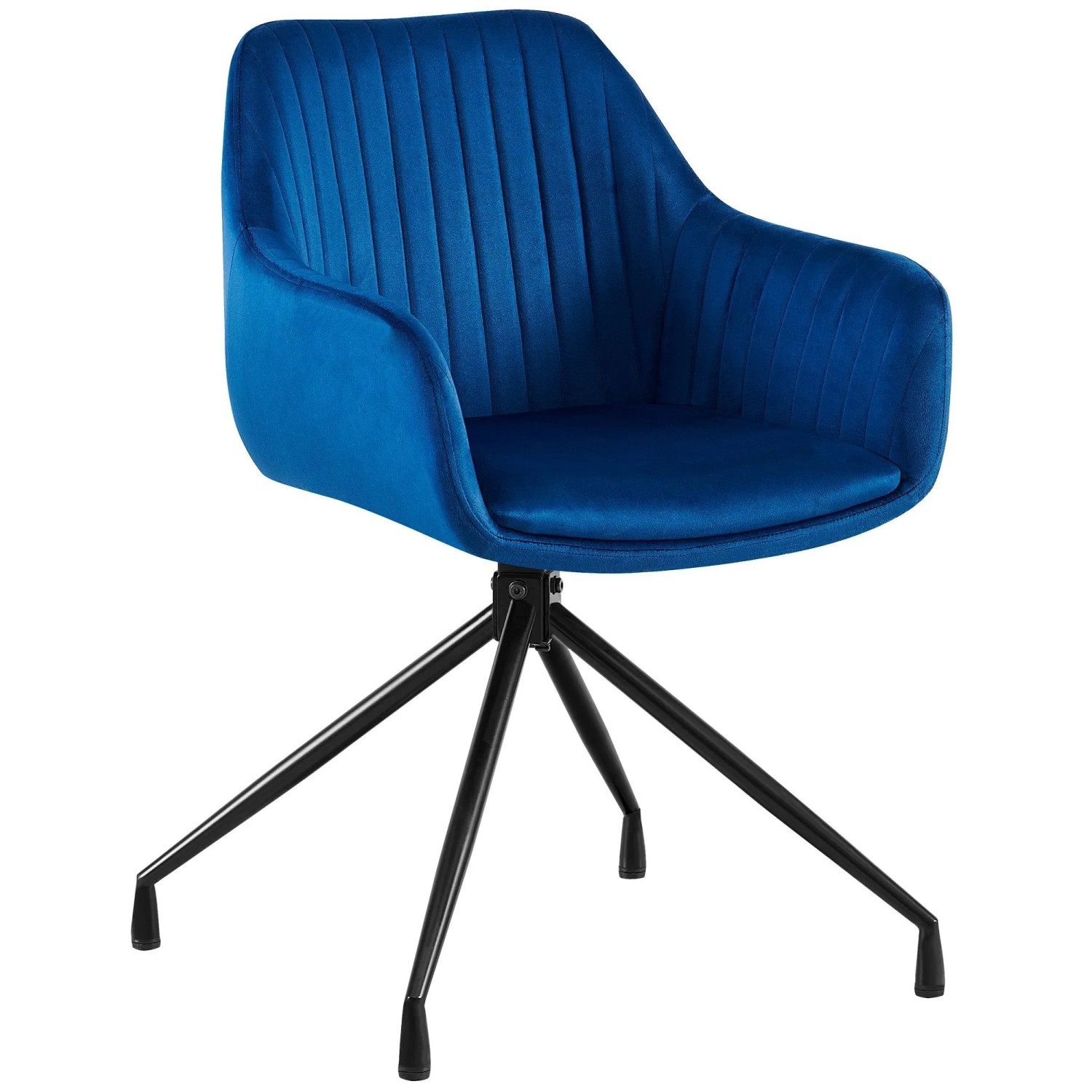 DELUKE Esszimmerstuhl MILON Samt Dunkelblau 58x58x81cm Essstühle Esszimmerstühle Küchenstühle Wohnzimmerstühle