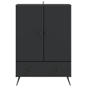 Schwarzes vidaXL Sideboard (66x34,5x95 cm) aus Holzwerkstoff mit Schublade und Schwenktüren.