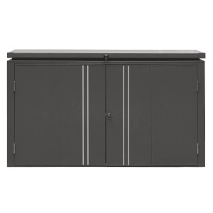 Floraworld Mülltonnenbox Premium für 3 Tonnen, Schwarz-Metallic, abschließbar.