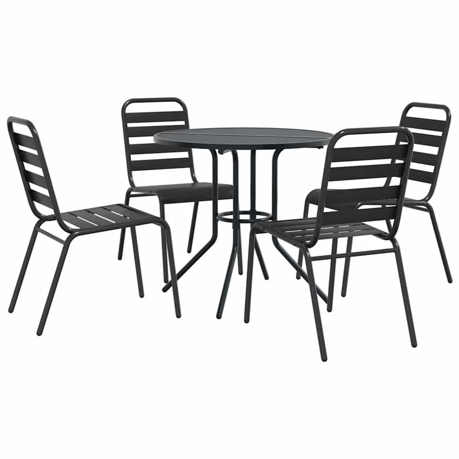 Furnicato Gartenstuhl-set 5-tlg Stapelbar Pulverbeschichteter Stahl